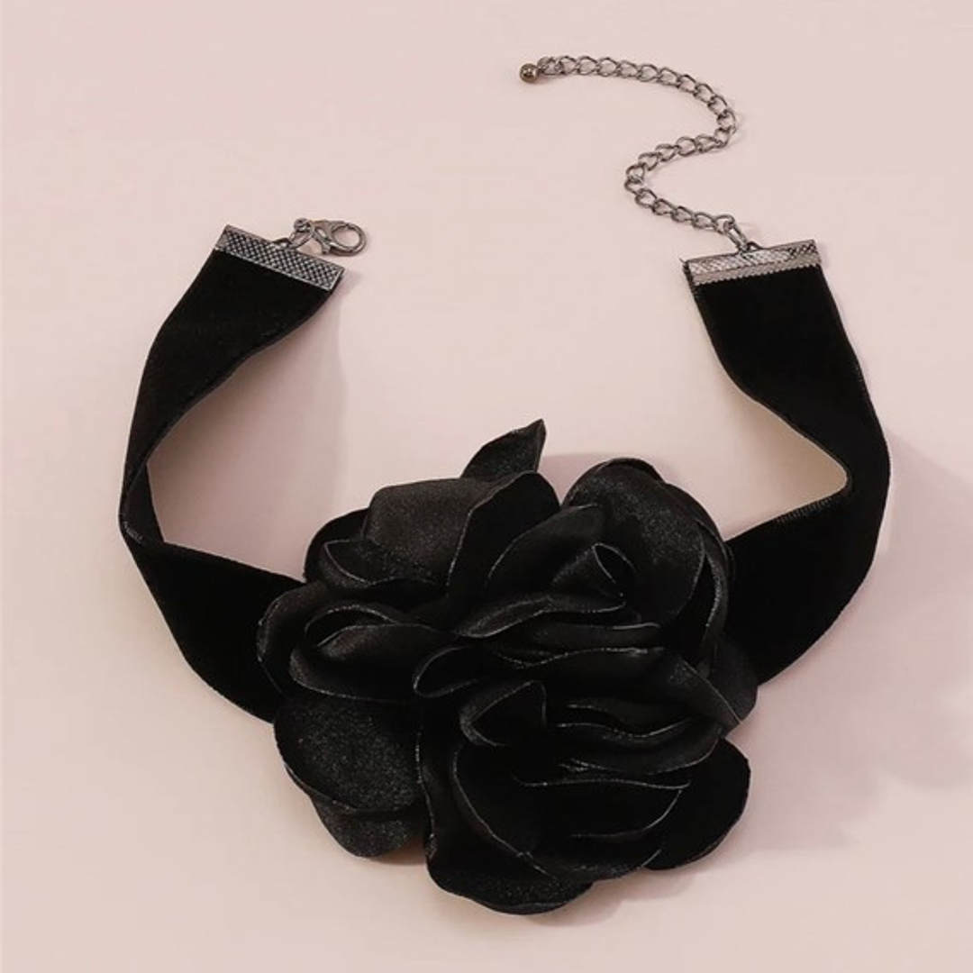 Chocker Maxi Flor Con Lazo Negro image